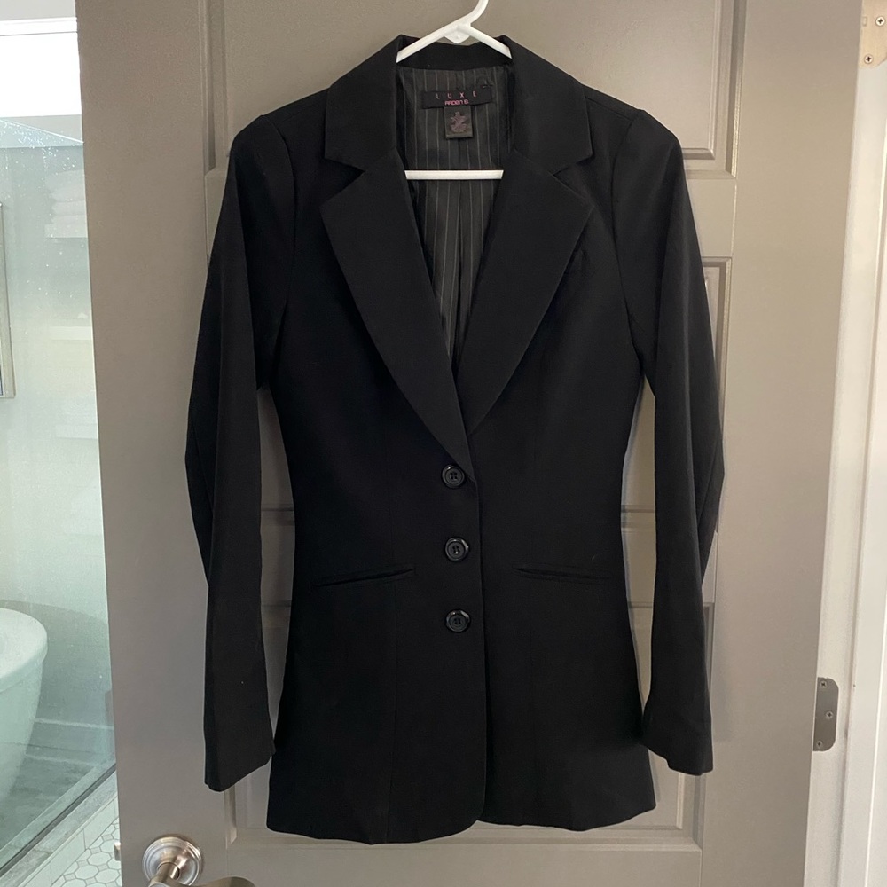 Arden B Long black formal blazer. EUC!